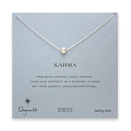 karma faceted bead sterling silver necklace - 18 inches