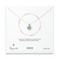 karma flower necklace, sterling silver