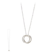 triple textured large karma necklace, silver - 36 inches
