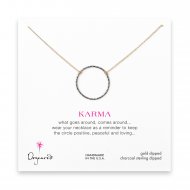 medium sparkle karma necklace, charcoal sterling silver on gold chain