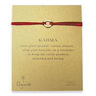small karma hammered bracelet gold dipped on red irish linen
