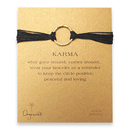 large karma bracelet gold dipped on navy irish linen