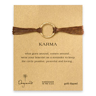 large karma bracelet gold dipped on tobacco irish linen