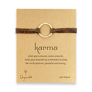 large karma branch bracelet gold dipped on earth leather