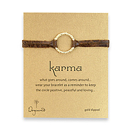 large karma branch bracelet gold dipped on earth leather