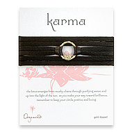 lotus karma gold dipped bracelet on chocolate leather strap