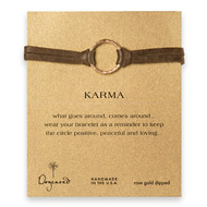 large karma bracelet rose gold dipped on java leather
