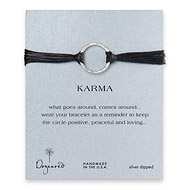 large karma bracelet sterling silver on black irish linen