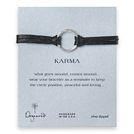 large karma bracelet sterling silver on ebony leather