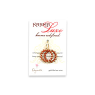 small karma luxe gold dipped multi bead earrings with burnt orange irish linen