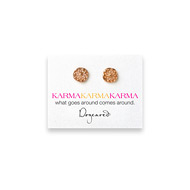 karma flower rose gold dipped stud earrings