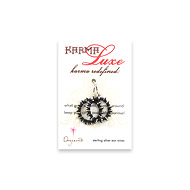 small karma luxe silver dipped multi bead earrings with navy irish linen