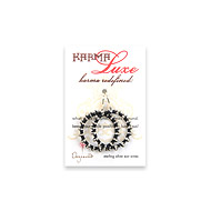 medium karma luxe silver dipped multi bead earrings with navy irish linen