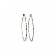 medium karma sparkle hoop earrings, sterling silver