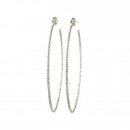 extra large karma sparkle hoop earrings, sterling silver