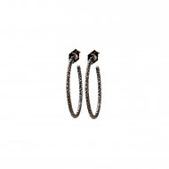 small karma sparkle hoop earrings, charcoal sterling
