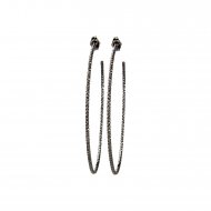 large karma sparkle hoop earrings, charcoal sterling