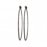 extra large karma sparkle hoop earrings, charcoal sterling