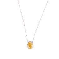 eat pray love i deserve something beautiful sterling silver yellow jade necklace - 24 inches