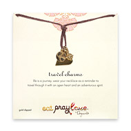 eat pray love gold dipped chocolate hemp travel charms necklace
