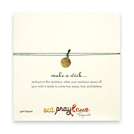 eat pray love make a wish necklace with gold dipped globe