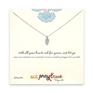 eat pray love with all your heart sterling silver feather necklace