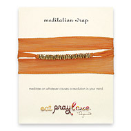 eat pray love meditation wrap bracelet in pumpkin silk with brass beads