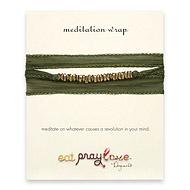 eat pray love meditation wrap bracelet in olive silk with brass beads