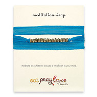 eat pray love meditation wrap bracelet in turquoise silk with brass beads