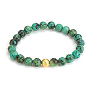 eat pray love meditate turquoise bracelet with gold dipped om bead