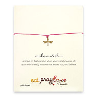 eat pray love make a wish necklace with gold dipped dragonfly