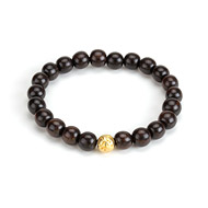 eat pray love meditate ebony wood bracelet with gold dipped om bead