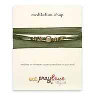 eat pray love meditation wrap bracelet in olive silk with gold dipped om bead