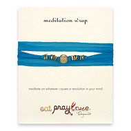 eat pray love meditation wrap bracelet in turquoise silk with gold dipped om bead