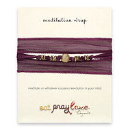eat pray love meditation wrap bracelet in plum silk with gold dipped om bead