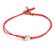 eat pray love meditate silver om bead bracelet on red