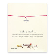 eat pray love make a wish necklace with sterling silver dragonfly