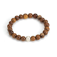 eat pray love meditate teak wood bracelet with silver om bead