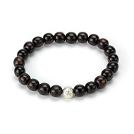 eat pray love meditate ebony wood bracelet with sterling silver om bead