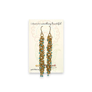 eat pray love i deserve something beautiful gold dipped cascading turquoise bead earrings