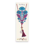 eat pray love book thong with rose quartz bead on red poly thread