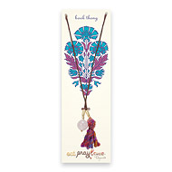 eat pray love book thong with rose quartz bead on chocolate poly thread