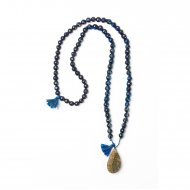 limited edition rainbow pyrite necklace, blue/black freshwater pearls