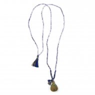 limited edition rainbow pyrite necklace, faceted iolite gems