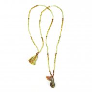limited edition rainbow pyrite necklace, faceted green garnet gems