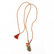 limited edition rainbow pyrite necklace, faceted mandarian garnet gems