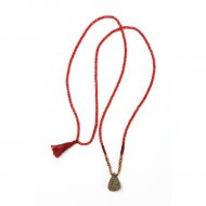 limited edition rainbow pyrite necklace, faceted red coral gems