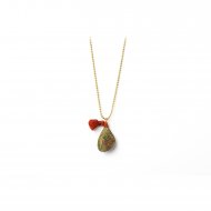 limited edition rainbow pyrite necklace, burnt orange tassle, gold dipped chain