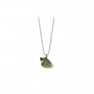 limited edition rainbow pyrite necklace, pebble tassle, charcoal silver dipped chain