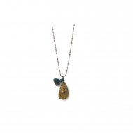 limited edition rainbow pyrite necklace, teal tassle, charcoal silver dipped chain